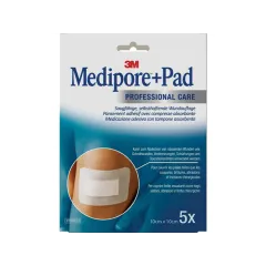 Pansament Steril cu Compresă Absorbantă 3M Medipore™ + Pad, 10x10 cm, 5 bucăți/cutie