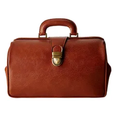 Geantă Medicală de Consultații Clasică – Cu Bază Rigidă și Încuietoare Brunată, 35 x 13 x 24 cm (Made in Italy)