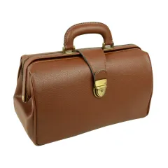 Geantă Medicală de Consultații Clasică – Cu Bază Rigidă și Încuietoare Brunată, 35 x 17 x 22 cm (Made in Italy)
