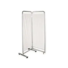Paravan medical pliabil cu 2 sectiuni și perdea lavabilă din bumbac – 180 cm, structură metalică