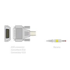 Cablu Pacient ECG cu 12 Fire – Conector D-Sub 15 Pini, Terminale Banană, Protecție Defibrilare