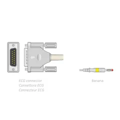 Cablu Pacient ECG cu 10 Fire – Terminale Banană, Protecție Defibrilare, Compatibil Schiller Cardiovit / Esaote P8000
