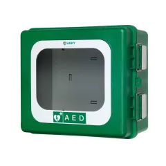 Dulap exterior pentru defibrilator AED ARKY, cu inserții din aluminiu și sistem de alarmă