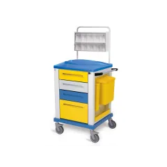 Cărucior medical pentru pansamente mic cu 4 sertare, galben (1 buc)