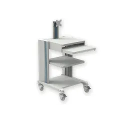 Cărucior profesional PRO CART cu 2 rafturi, suport tastatură și monitor