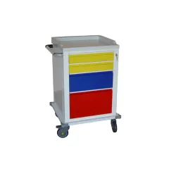 Cărucior modular din oțel vopsit cu 2 sertare mici, 1 sertar mediu și 1 sertar mare (1 buc)