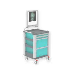 Cărucior multifuncțional compact cu vizor LED și 2 sertare (1 buc)