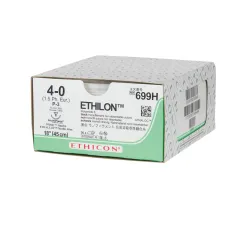 Fir de sutură monofilament neabsorbabil Ethicon Ethilon 4/0, ac 13 mm (cutie 36 buc)