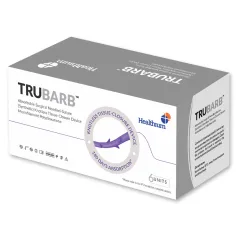 Fir de sutură absorbabil TRUBARB cu ac 3/0, ac 3/8 cerc 19 mm, 45 cm, violet (cutie 6 buc)
