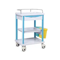 Cărucior clinic Neo Plus cu blat din sticlă, sertar și tavă, 62,5 × 47,5 × 92 cm (1 buc)