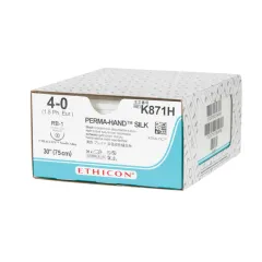 Fir de sutură neabsorbabil din mătase împletită Ethicon Perma-Hand 4/0, ac 17 mm RB-1 (cutie 36 buc)