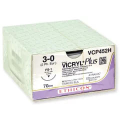 Ethicon Vicryl Plus – Sutură chirurgicală absorbabilă împletită 3/0, ac 24 mm (cutie 36 buc)