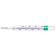 Termometru medical cu galinstan Geratherm Classic, fără mercur, interval 35,5–42°C, fabricat în Germania (cutie 24 buc)