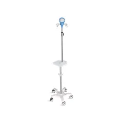 Stativ perfuzie din inox cu 5 roți, tavă multifuncțională și 4 cârlige (1 buc)