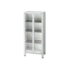 Dulap medical VALUE cu 2 uși din sticlă securizată, 3 rafturi inox reglabile, 75 × 37 × 164 cm (1 buc)