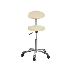 Scaun cu spătar bej deschis, șezut tapițat Ø 34 cm, reglabil în înălțime 55–75 cm