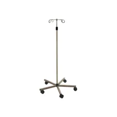 Stativ perfuzie din oțel inoxidabil AISI 202, înălțime reglabilă 135–215 cm, bază aluminiu, 4 cârlige (1 buc)