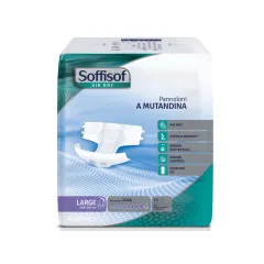 Scutece pentru adulți Soffisof Air Dry pentru incontinență severă, Large, 100–150 cm (cutie 60 buc)