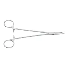 Pensă hemostatică Halsted Aesculap curbată, vârfuri tocite, 18,5 cm