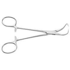 Pensă Backhaus Aesculap pentru fixare câmpuri sterile, curbată, ascuțită, 13,5 cm