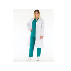 Halat medical alb din bumbac pentru femei, mărimea 54 (1 buc)