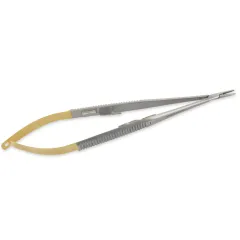 Portac de ace Castroviejo drept cu carbură de tungsten, vârf zimțat – 21 cm (1 buc)