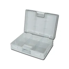 Trusă de prim ajutor GIMA 3 din plastic, goală, cu 10 compartimente și suport de perete (443 × 338 × 147 mm)