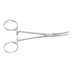 Pensă hemostatică Kelly Aesculap curbată, vârfuri tocite, 14 cm, model BH135R