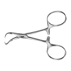 Pensă Backhaus Aesculap 11 cm pentru fixare câmpuri sterile, curbată, ascuțită