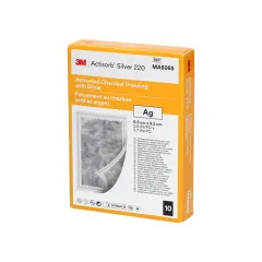 Pansament cu cărbune activ și argint 3M Actisorb Silver 220, 6,5 × 9,5 cm (cutie 10 buc)