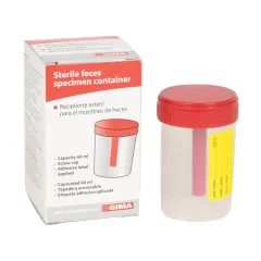 Recipient steril pentru recoltare feci 60 ml, cu etichetă și capac filetat (cutie 100 buc)