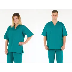 Bluză medicală unisex din bumbac 100% verde, mărimea M