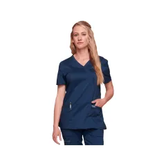 Bluză medicală Cherokee Revolution Mock Wrap pentru femei, mărimea M, albastru navy