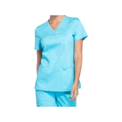 Bluză medicală Cherokee Revolution Mock Wrap pentru femei, mărimea S, turcoaz