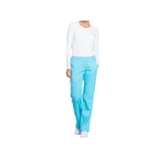 Pantaloni medicali damă Cherokee Revolution cu elastic în talie, mărimea XL, turcoaz