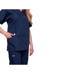 Bluză medicală Cherokee Originals cu decolteu în V pentru femei, mărimea XL, bleumarin