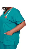 Bluză medicală Cherokee Originals cu decolteu în V pentru femei, mărimea XS, albastru turcoaz