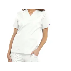 Bluză medicală Cherokee Originals cu decolteu în V pentru femei, mărimea XXS, culoare albă