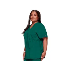 Bluză medicală unisex Cherokee Originals cu guler în V, mărimea XXL, verde vânătoare