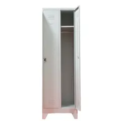 Vestiar metalic 2 compartimente cu picioare bara umerase 600x450x1800mm gri A891/8 B4U la palet