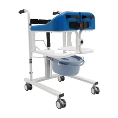 Scaun hidraulic multifuncțional pentru transfer pacienți – ridicare, transport și utilizare WC, sarcina 150 kg