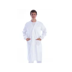 Halat medical alb unisex cu capse ascunse, bumbac/poliester, mărimea XS (1 buc)