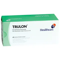 Fir de sutură neabsorbabil Trulon poliamidă monofilament 5/0, ac 3/8 16 mm, 70 cm, albastru (cutie 12 buc)