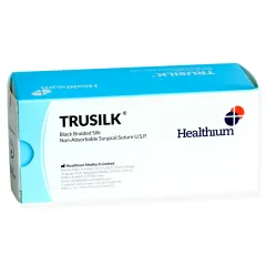 Fir de sutură neabsorbabil TRUSILK din mătase neagră împletită, calibru 2/0, ac rotund 1/2 cerc 30 mm, lungime 76 cm (cutie 12 buc)