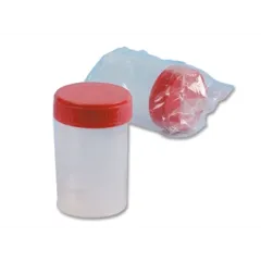 Recipient Urină 60 ml ISO 8 – Ambalat Individual, Capac Roșu Filetat, 1 buc
