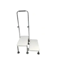 Taburet medical cu 2 trepte și mâner de sprijin reglabil pe înălțime, antiderapant, sarcină 150 kg