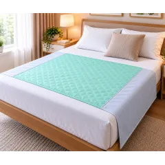 Aleză impermeabilă reutilizabilă pentru pat dublu cu aripi de fixare,  90 x 160 cm, rezistența pana la 300 de spălări
