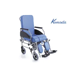 Scaun toaletă din oțel vopsit, cu spătar rabatabil – roți Ø 20 cm – Komoda