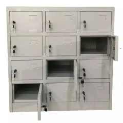 Vestiar metalic, 12 compartimente 3x4, 900x500x900mm, gri, B4U