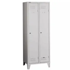 Vestiar metalic, 2 compartimente, cu picioare, bară umerașe, 800x450x1800mm, gri, A888 B4U, la palet
